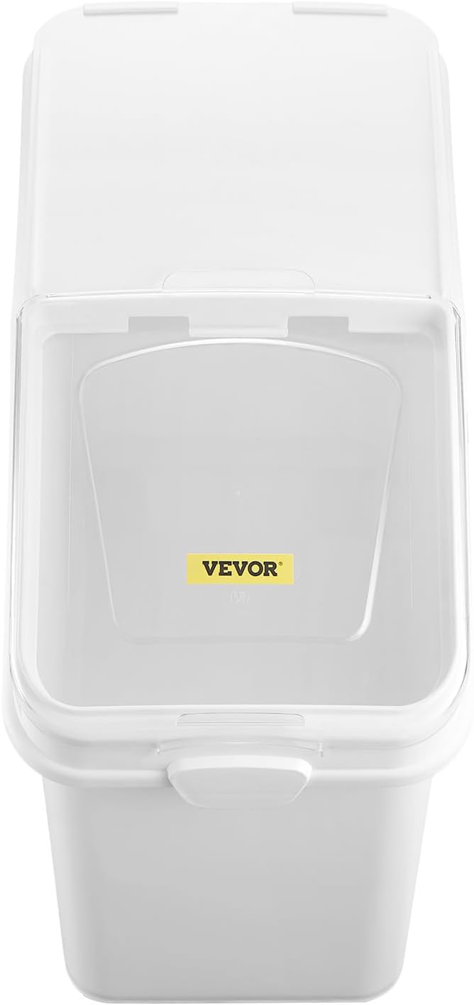 Mophorn 27 Gallon Food Storage Containers 500 Cup Ingredient Bin with Scoop and Sliding Lid Commercial Food Container Ideal for Rice storage, Dog Food Container, Flour and Sugar Containers, White