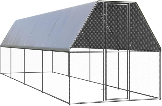 Galvanized Steel Chicken Cage Outdoor 78.7 x 78.7 x 78.7 in, Silver Grey Poultry Coop with Rustic Finish, Spacious & Sturdy Hen Pen, Easy Assembly for Backyard Farm Garden