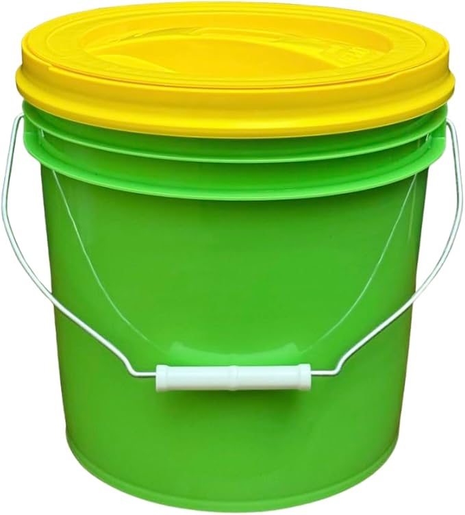 House Naturals 2 Gallon Food Grade - BPA Free Made in USA Buckets Lime Color pails with Screw On Gasket Lids (2, Lime - Yellow lids)