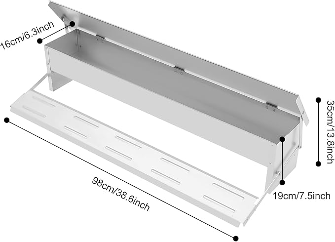 Automatic Chicken Feeder, Metal Treadle Feeder with Weatherproof and Rat Proof Lid 22 Lbs Large Capacity Poultry Trough No Spill Poultry Feeders for Chickens Ducks Geese