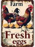 Metal Chicken Sign Chicken Coop Signs Vintage Tin Signs Funny Chicken Sign Rustic Farm Fresh Eggs Sign Chicken Poster Farmhouse Kitchen Decor Chicken Coop Decor Kitchen Wall Art Chicken Gifts