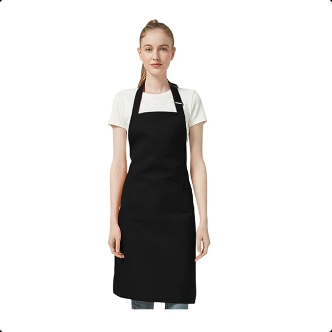 Thick Waterproof Apron with Pocket, Oil-proof Adjustable Neck Apron for Men Women, Unisex Adult Aprons Black Butcher Aprons for Gardening, Dishwashing, Kitchen Cooking, Car Washing, Pet Grooming