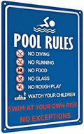 Metal Pool Safety Sign – Warning: Swim at Your Own Risk, No Diving, No Running – Weatherproof Outdoor Sign for Home Pools, Resorts, Beaches, and Water Parks – 8x12 Inches
