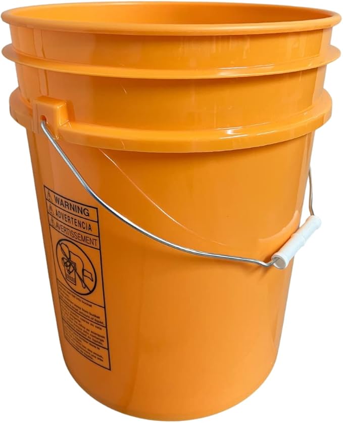 House Naturals 5 Gallon Food Grade BPA Free Made in USA Bucket Pail with Air Tight Double Gasket Screw On Lid (Pack of 2), Light Blue and Orange
