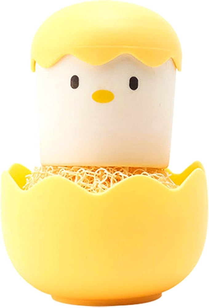 Cartoon Eggshell Dish,Cleaning Brush Long Lasting,Easy to Grip Cute Kitchen Scrub Brush,for Fresh Eggs and Incubator Scrub Brush for Washing Dishes Kitchen Utensils (Yellow)