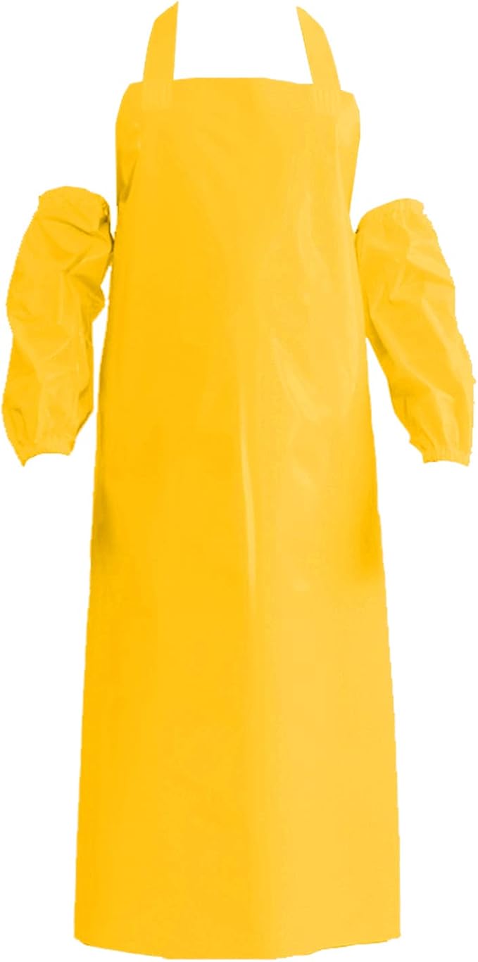 ELEBOX Waterproof Oil Proof Bib Apron Utility Apron Chemical Resistant Apron with Sleeve Work Apron Ultra Lightweight