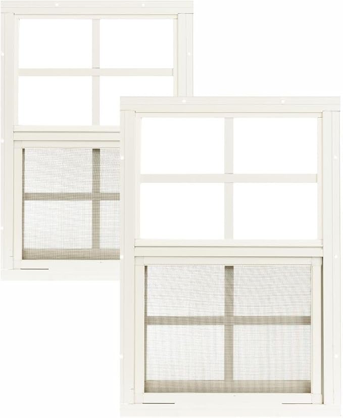 Shed Windows 12x18 (2-Pack) | Sliding Windows with Tempered Glass & Screens | Flush Mount, White Aluminum Frames for Sheds, Chicken Coops & Playhouses