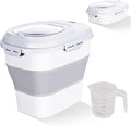 Cereal Rice Food Storage Containers, Collapsible 20 to 50 Lbs Dispenser Bin with Rolling Wheel Airtight Locking Lid, Dog Pet Cat Flour Sugar Plastic Leakproof Sealable Large Kitchen Pantry Holder