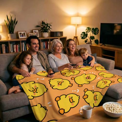 Cute Yellow Chick Blanket, Cartoon Chicks Orange Design 50×60 - 50"x60", Whimsical Duck, Polyester - Image 5