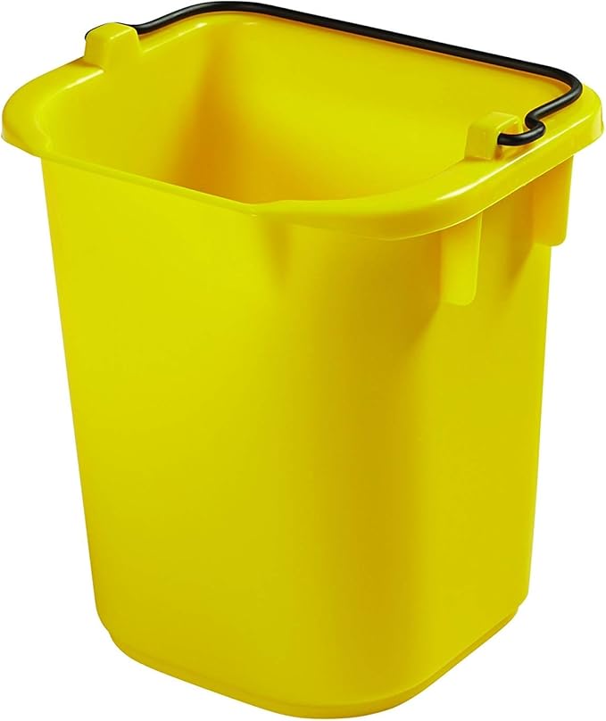 Rubbermaid Commercial Products Heavy-Duty Cleaning Pail 5-Quart Yellow Utility Bucket with Built-In Spout and Handle for House Cleaning/Storage/Livestock Feeding/Car Washing
