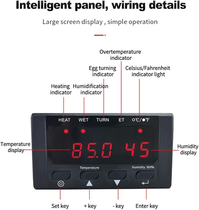 HT-10 Egg Incubator Temperature Controller, 220V/110V Digital Temperature Controller Full Automatic Control Incubator Temp Humidity Controller