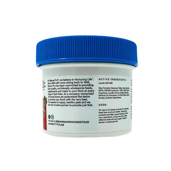 Manna Pro Hen Healer Blue Wound Ointment – 2 oz | Lanolin-Based Poultry Skin Treatment for Cuts, Scrapes & Pecking Injuries