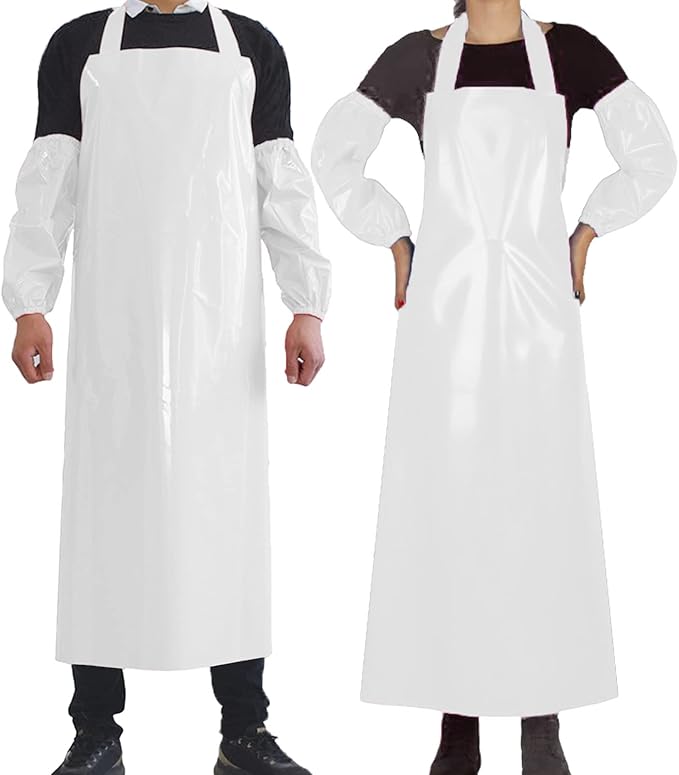 ELEBOX Waterproof Oil Proof Bib Apron Utility Apron Chemical Resistant Apron with Sleeve Work Apron Ultra Lightweight