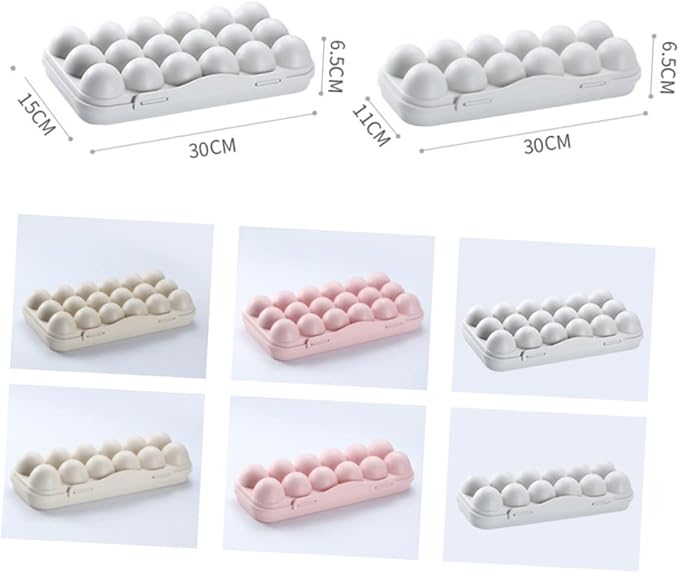 NUOBESTY Stackable 12 Grids Egg Storage Container Lid Refrigerator Egg Holder for Kitchen Organization