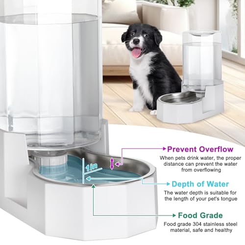 Sfozstra Dog Water Bowl Dispenser: 7L White Gravity Stainless Steel Bowl - 6L Without Filter, 6 liters - Image 5