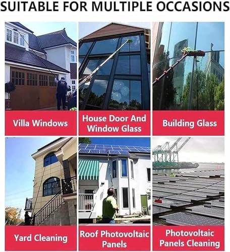 Effortless Solar Panel Cleaning Pole with Waterfed Brush Squeegee & Soap DispenserExtendable Telescoping Equipment for Efficient Window & Solar Maintenance