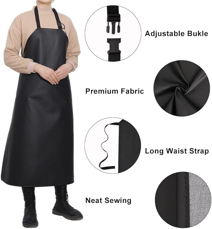 Thick Waterproof Apron, Heavy-Duty Wear-Resistant And Oil Resistant, Adjustable And Elongated Suitable For Both Men and Women With Suitable For Slaughter, Kitchen, Food Factory, Seafood Market