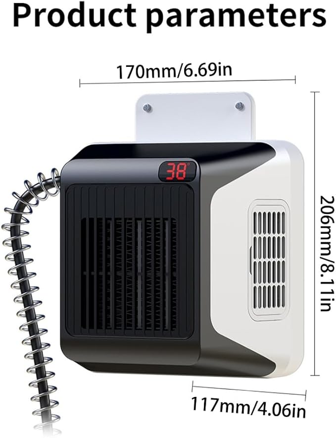 Dog House Heater with Thermostat, 300-600W 2 Heating Mode Pet Warmer, Wall-Mounted Design, Pet Heater with 6FT Anti Chew Cord and Safe Overheat Protection, for Dogs Chicken Coops Rabbits (Black)