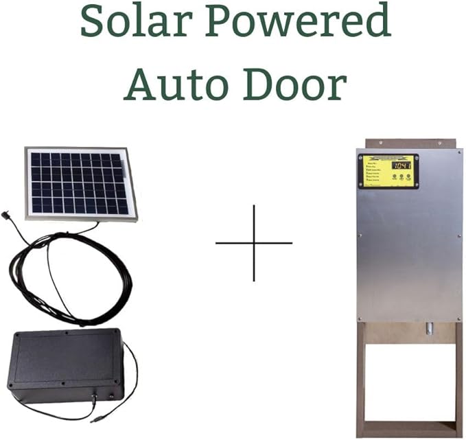 Solar Automatic Chicken Coop Door with Timer, Safety Sensor, Aluminum & Polycarbonate Frame, Black, For Chickens, Farmers & DIY Enthusiasts