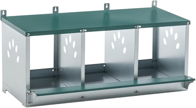 Green Chicken Nesting Box for Laying Eggs – Roll Away Poultry Nest, Durable & Easy-Clean Hen Egg Box for Coops, Secure & Comfortable (3-Hole,Green)