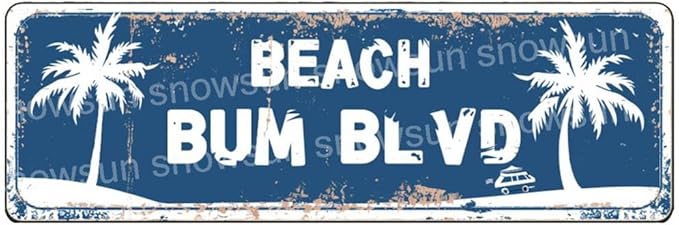 Snowsun Metal Tin Sign Beach Bum Blvd Metal Signs Vintage Signs Retro Sign For Home Bar Office Outdoor Garden Wall Decor 6x16 Inch