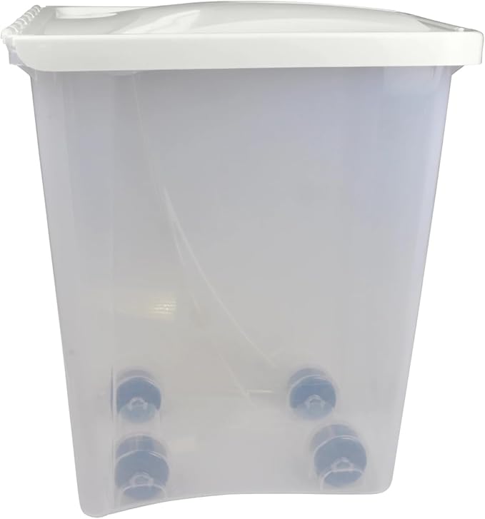 25 lb Pet Food Storage Container with Wheels, Airtight Lid, Tight Seal to Keep Food Fresh, Mobile Rolling Bin for Dog Food, Cat Litter & Bird Seed