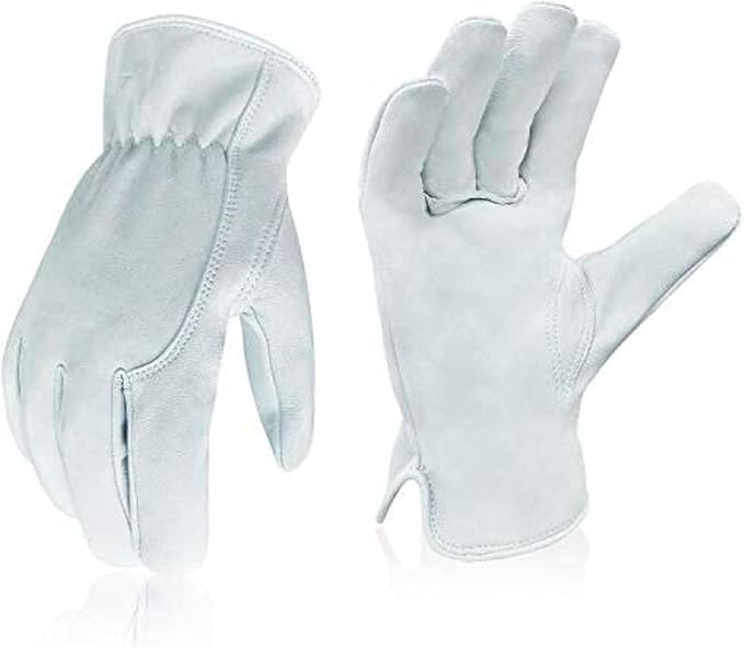 Goatskin Leather Work Gloves - Flexible Grip for Driving, Warehouse, Gardening & DIY Projects