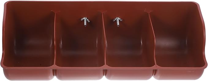 FAVOMOTO Pig Feeder Plastic Trough, 4-Compartment Feeding Groove for Livestock Farm Pig Manger Brown 18. 1 X 6. 3 X 5. 1 Inch