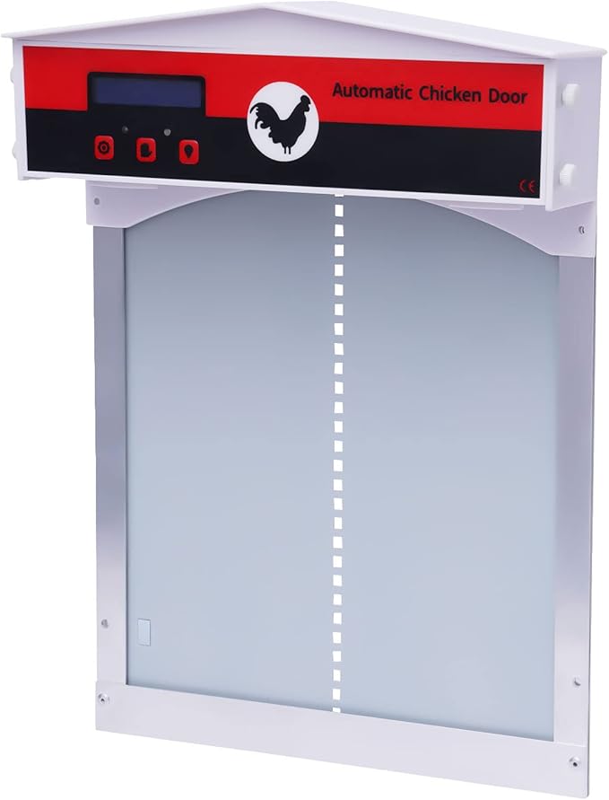 Automatic Chicken Coop Door with Timer&Light Sensor, Weatherproof Chicken Door Opener Kit with LCD Screen, Anti-Pinching Protect Function, Safety Mechanism, Battery Powered