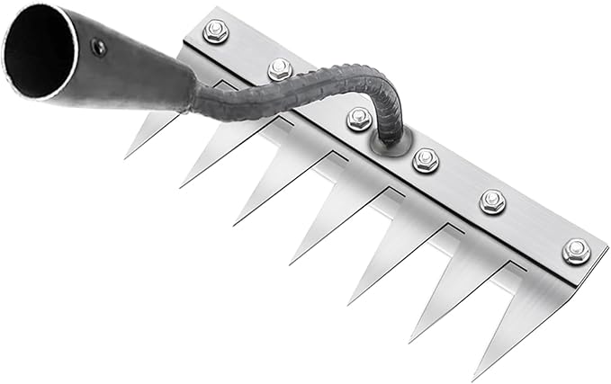 Weeding Rake for Gardening, Gardenia Iron Rakes for Backyard, Lawn, Small Farm, Rake with Sharp Metal Teeth，Heavy Duty Garden Tool for Weeding Without Handles (7 Tines)
