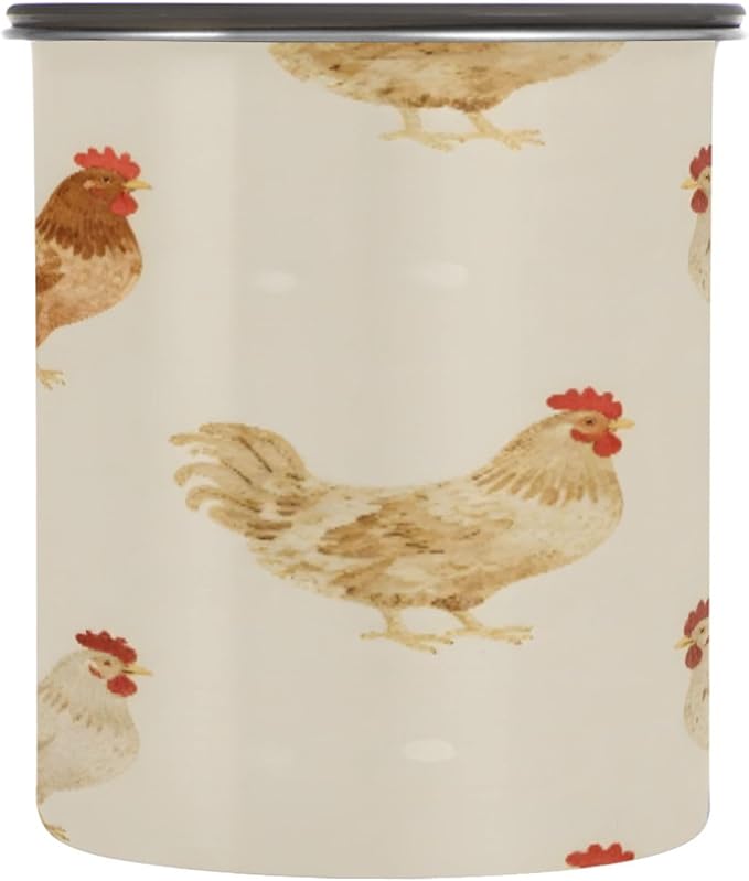 Farmhouse Chickens Coffee Canister 17oz Stainless Steel Airtight Food Storage Container with Lid for Beans/Cereal Preserval