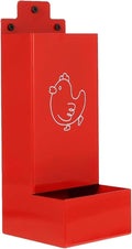 Automatic Chicken Grit Feeder Metal Hanging Poultry Feeder with Anti-Waste Design for Hens and Chicks Easy to Install Clean Outdoor Indoor Coop Accessories Small Farm Ranch Backyard Use (Red)