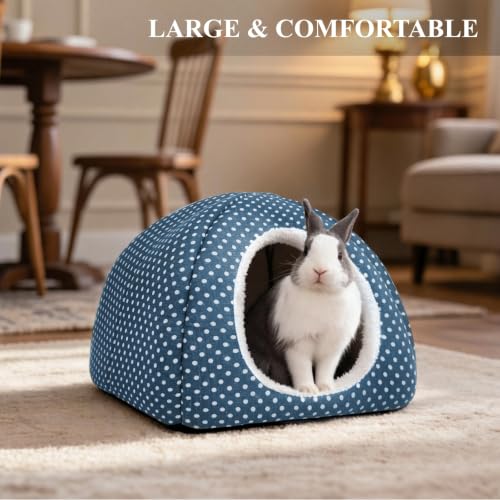 Rabbit Hideout Large Bunny Bed Washable Rabbit House - Dark blue, Polyester - Image 2