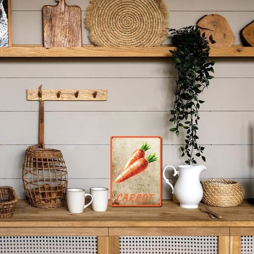 Vegetables Metal Sign Vintage Decor Carrot Sign Farm Wall Decor Sturdy Rust Waterproof Aluminum Signs for Outdoor Yard Garden Easy to Install 8x12inch