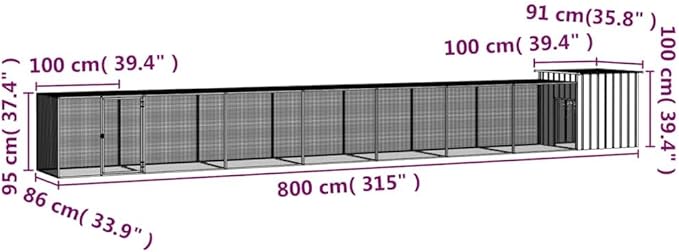 Extra Large Chicken Cage, Galvanized Steel Poultry Run Enclosure for Farm Backyard, Heavy Duty Walk-in Coop for Hens, Ducks and Small Animals, Grey