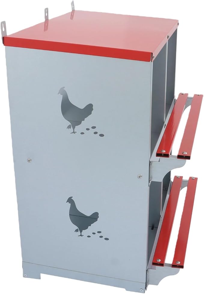 Chicken Nesting Boxes 4 Compartment Metal Poultry Nest Box for Hens Wall Mount