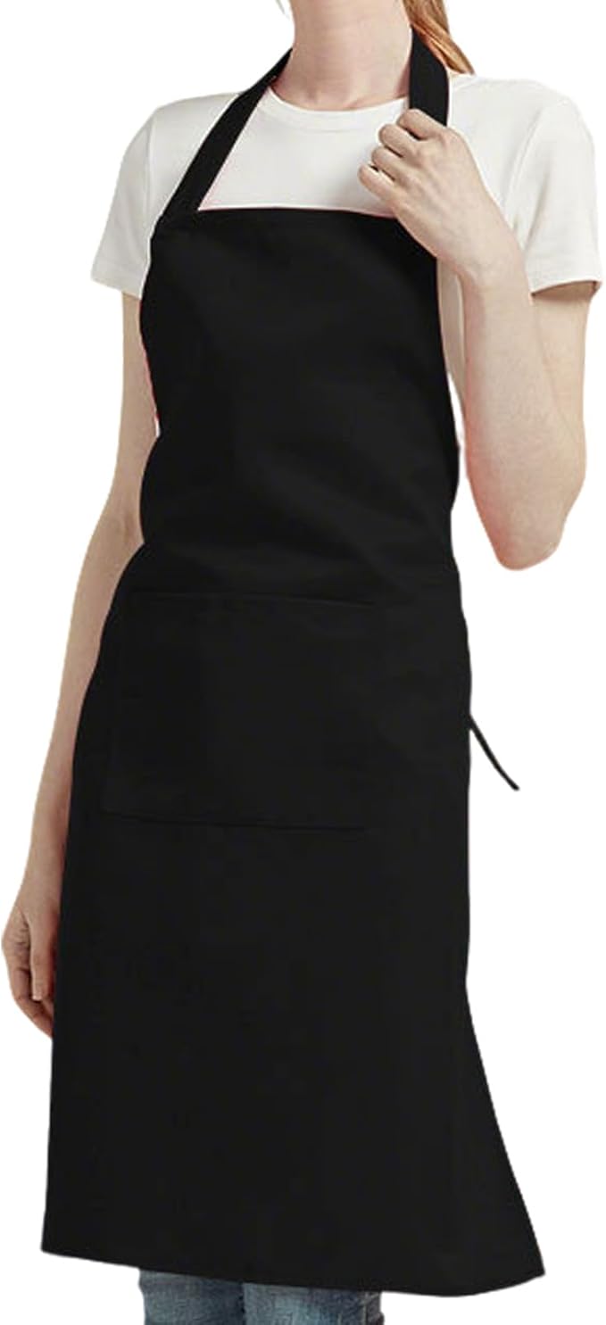Thick Waterproof Apron with Pocket, Oil-proof Adjustable Neck Apron for Men Women, Unisex Adult Aprons Black Butcher Aprons for Gardening, Dishwashing, Kitchen Cooking, Car Washing, Pet Grooming