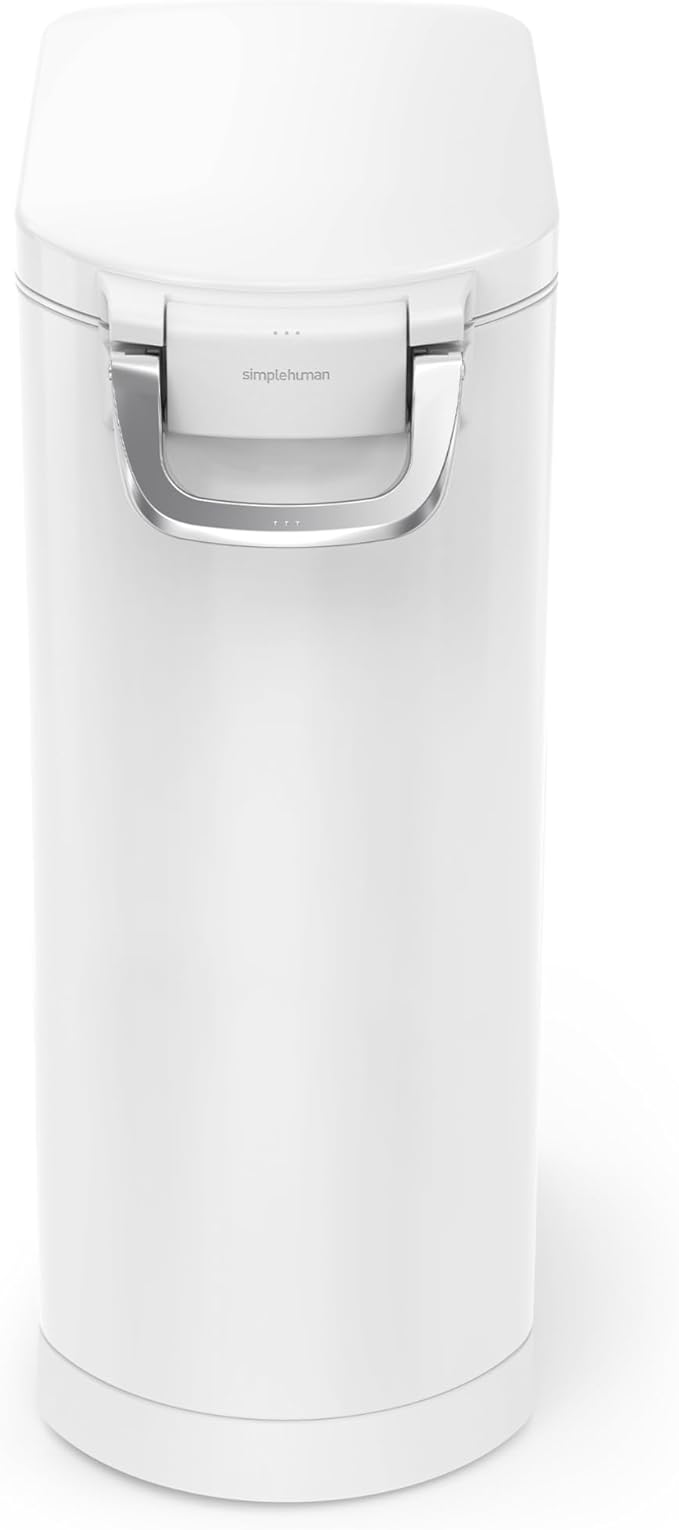 simplehuman 35 Liter, 40 lb / 18.1 kg X-Large Pet Food Storage Container for Dog Food, Cat Food, and Bird Feed, White