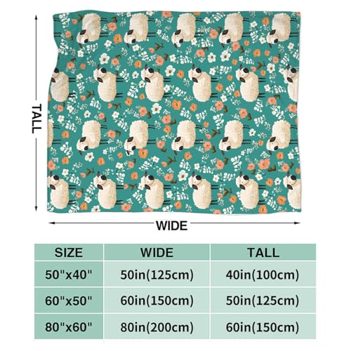 Cute Sheep Throw Blanket Sheep Gifts for Boys Girls 50"x40" - Flannel - Image 3