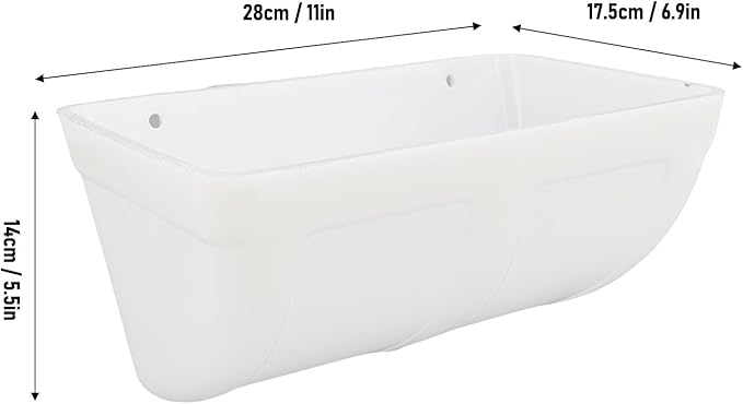 Hanging Poultry Feeder Large Capacity Space Saving Plastic Hanging Chicken Feeder Trough for Farm (White)