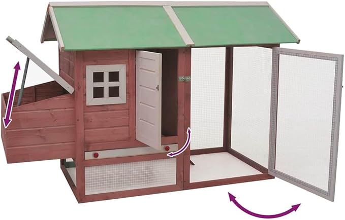 Wooden Rabbit Cage 67 x 67 x 43.3 in Outdoor Hutch Mocha & Green Solid Pine Fir Weatherproof Hutch for Garden Yard Patios