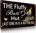 Fluffy Butt Hut Chicken 12x8 Inch Outdoor Decorative Yard Sign with Rooster Hen Chick Design for Farmhouse Patio Lawn Decor