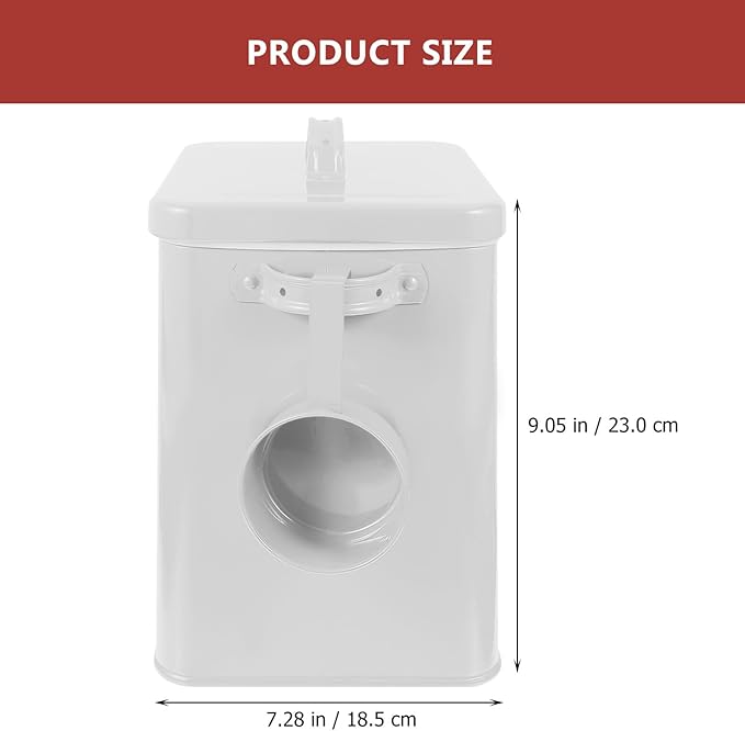 Iron Airtight Storage Bin with Lid for Kitchen and Pet Food, White Metal Grain Container for Dog Food, Rice, and Washing Powder Organization