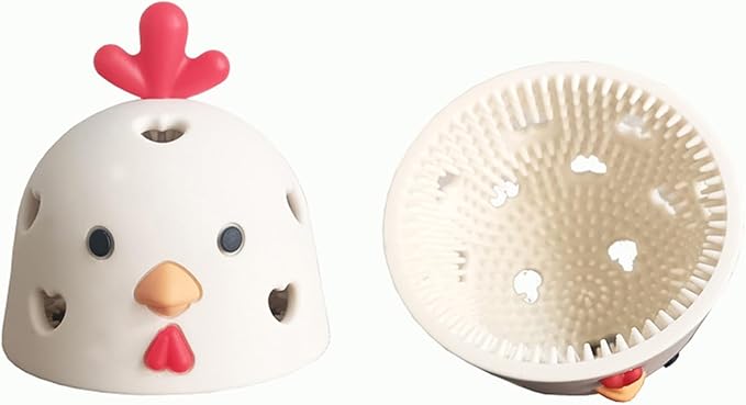 Dioche Egg Brush Cleaner Silicone Scrubber for Eggs - Multifunctional Vegetable & Fruit Cleaner - Durable & Reusable Kitchen Tool (White)