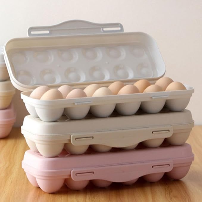 Zerodeko 12 Count Egg Holder for Refrigerator with Lid Plastic Fresh Storage Box for Kitchen and Fridge Organization Compact 11.81X4.33X2.55In Egg Storage Container
