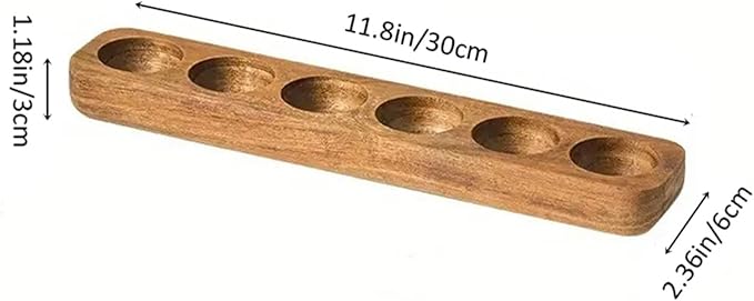 Solid Wood Egg Holder Countertop Wooden Egg Tray to Hold Fresh Eggs Rustic Egg Storage Rack Deviled Egg Plates for Countertop Display Kitchen Organization Refrigerator Storage (6 Eggs)