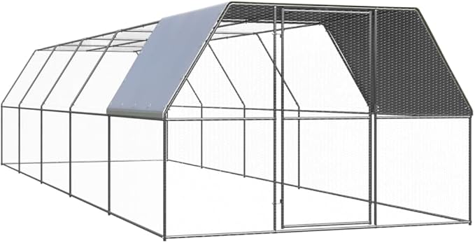 Weatherproof Outdoor Chicken Coop Large Walk-in Enclosure Outdoor Chicken Cage 9.8'x32.8'x6.6' Galvanized Steel for Outdoor Backyard Farm Garden
