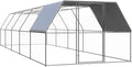 Weatherproof Outdoor Chicken Coop Large Walk-in Enclosure Outdoor Chicken Cage 9.8'x32.8'x6.6' Galvanized Steel for Outdoor Backyard Farm Garden