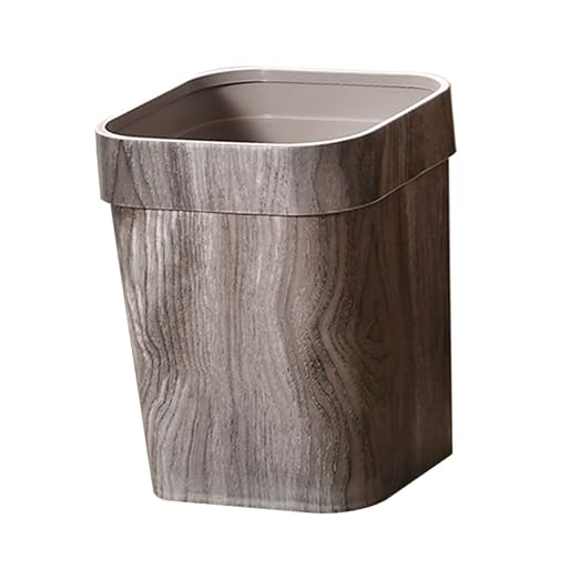 Retro Trash Can Outdoor Litter Box Woven Storage Baskets Decorative Storage Basket Metal Trash Can Bamboo Waste Basket Small Recycling Container Garbage Bin Wood Grain Wastebasket