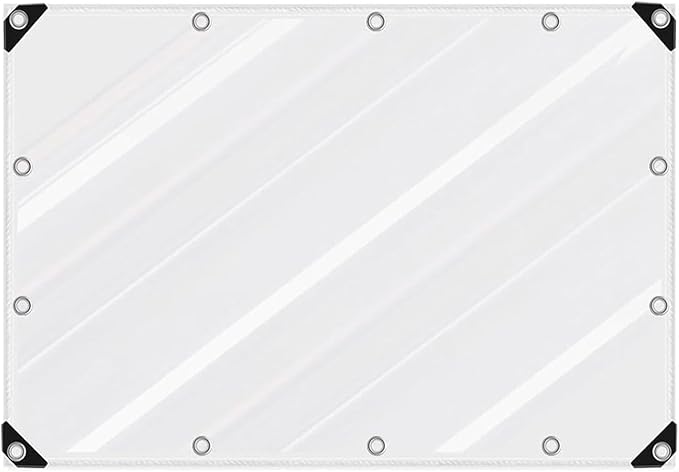 Chicken Coop Cover, 2x3m Transparent PVC Windproof Rainproof Winter Cover with 14 Elastic Straps and 10m Rope, for Porch Fences Terrace Courtyards Roofs Carports Balconies